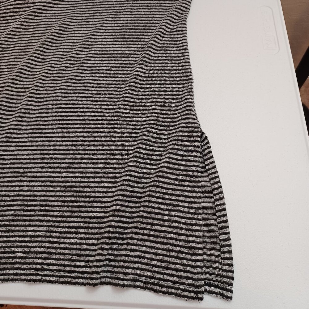 Women's Premise Black‎ N White Striped Drawstring Hoodie with Side Slits Size XL - Picture 6 of 8